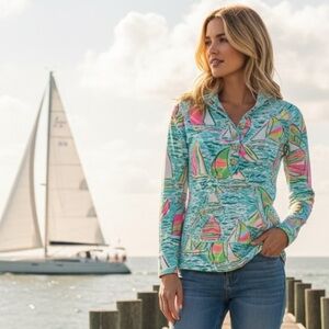 Lilly Pulitzer Captain Popover in “You Gotta Regatta" Print - Size XXS